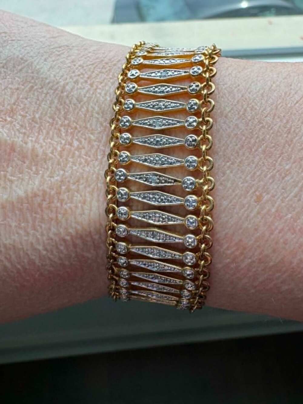 Vintage Gold Tone Cleopatra Bracelet | Articulated Geometric Link Design